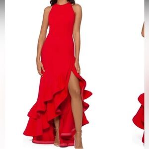 Worn Once- Betsy & Adam ruffle high low drama dress